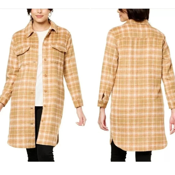 Jessica Simpson NWT Romi long plaid flannel button up sz Medium 20” p2p - Picture 2 of 10